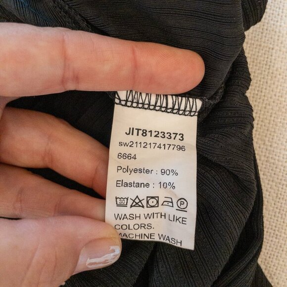 SHEIN Black Ribbed Mini Skirt with Tie Waist – Size Large - Picture 4 of 4